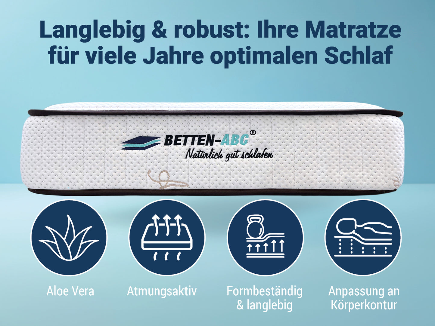 Betten-ABC Hotelmatratze SafeSleep - mittelfeste Kaltschaummatratze mit robustem Klimafaserbezug