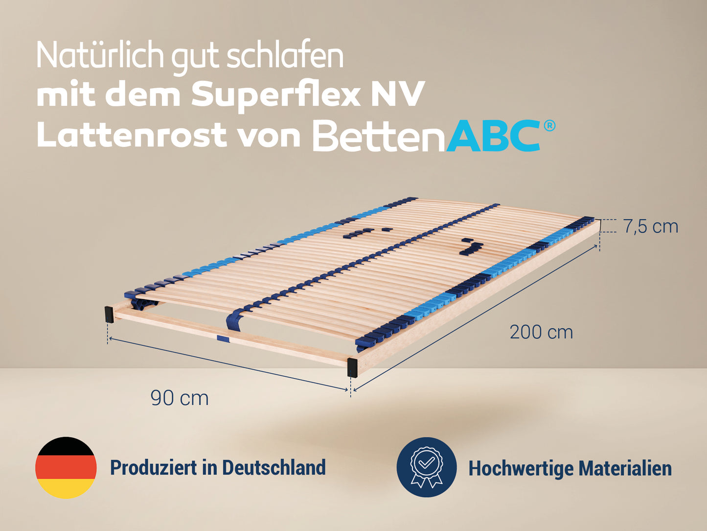 Superflex NV MZV – 7-Zonen-Lattenrost zur Selbstmontage, durchgehender Holm, 42 Leisten