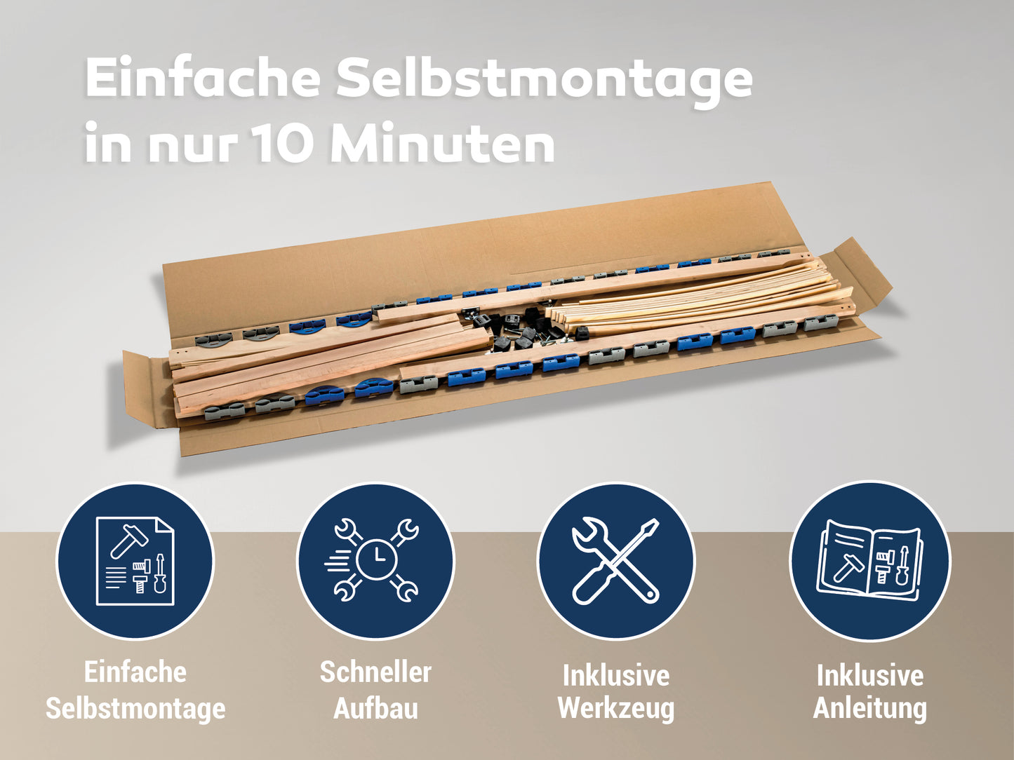 Superflex NV MZV – 7-Zonen-Lattenrost zur Selbstmontage, durchgehender Holm, 42 Leisten