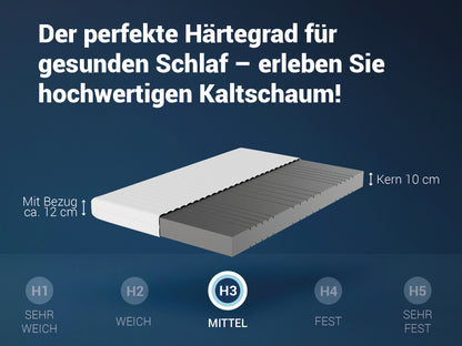 Matratze KSP-500 - Das Original - 7-Zonen- Kaltschaummatratze mit waschbaren Klimafaserbezug