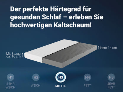 Matratze KSP-500 - Das Original - 7-Zonen- Kaltschaummatratze mit waschbaren Klimafaserbezug