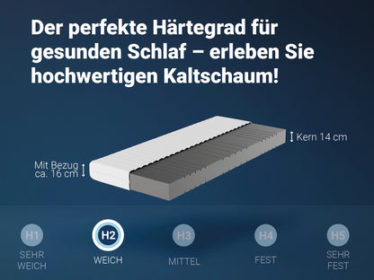 Matratze KSP-500 - Das Original - 7-Zonen- Kaltschaummatratze mit waschbaren Klimafaserbezug