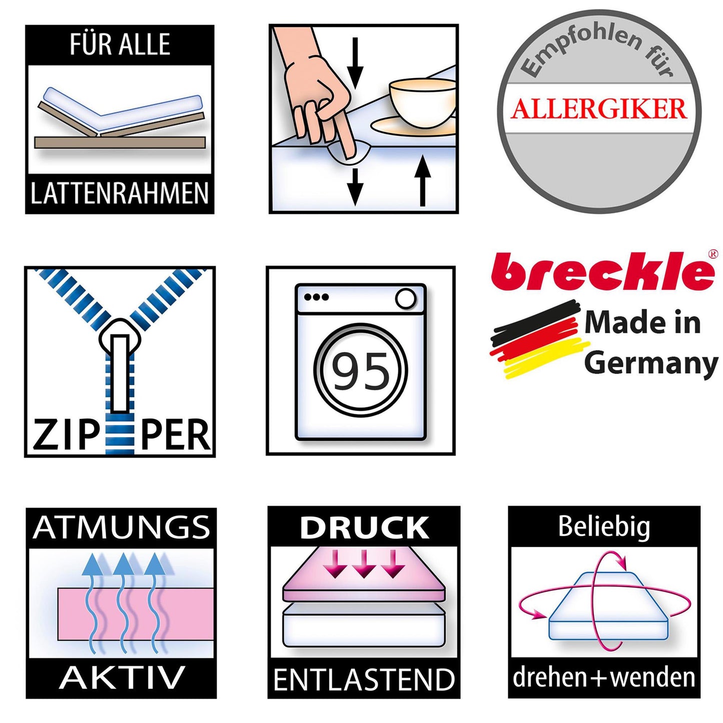 Breckle Viscotopper, Gesamthöhe 5cm, mit Bezug, 4 cm Viscoschaumkern, Bezug waschbar