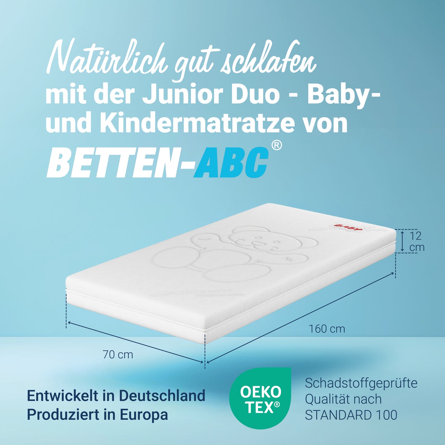 Betten-ABC Junior-Duo – Das Original – Baby- und Kindermatratze mit Rundum-Trittkante