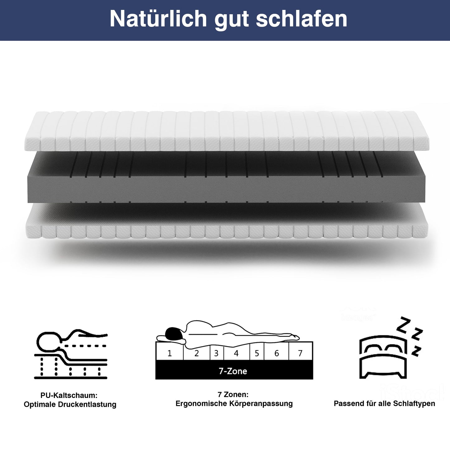 Betten-ABC KSP-500 XXL, Matratze in Härtegrad H4 Kaltschaummatratze in Härtegrad 4, Bezug waschbar
