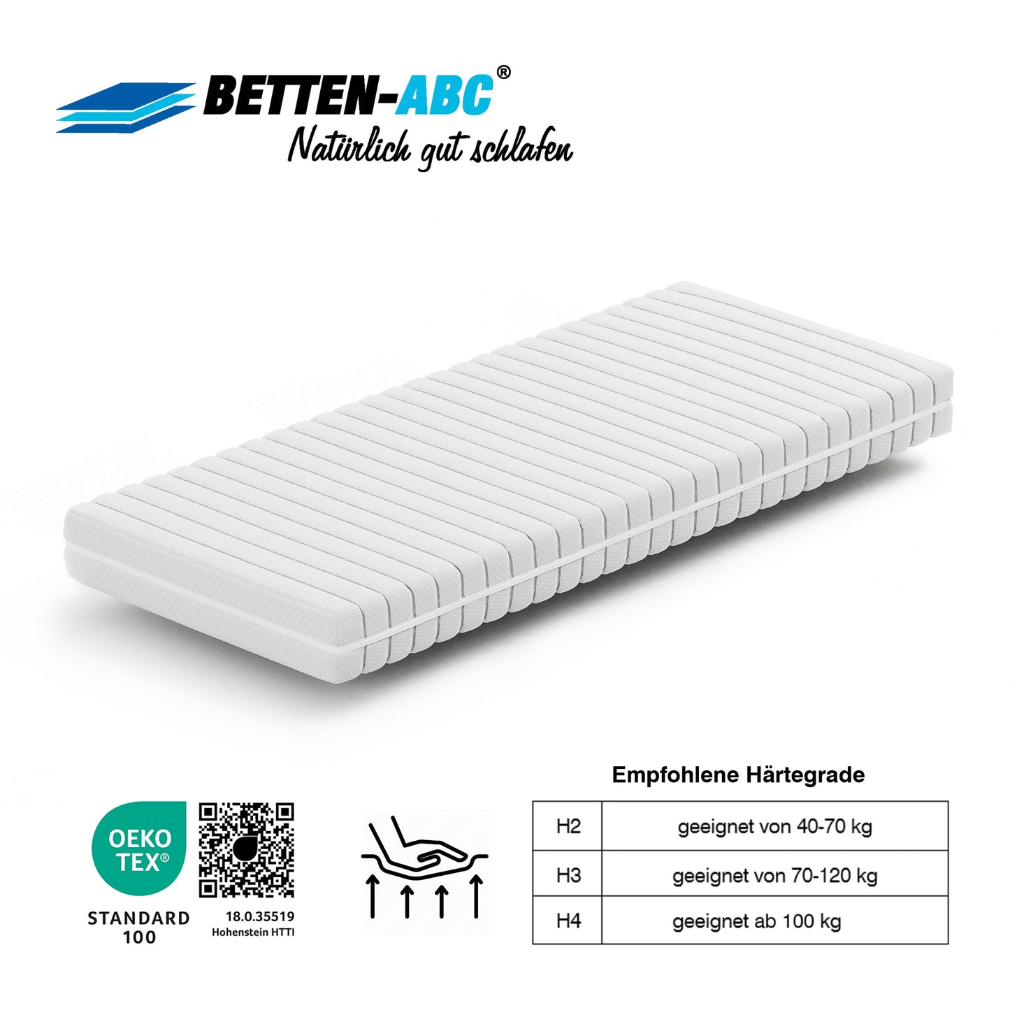 Betten-ABC KSP-500 XXL, Matratze in Härtegrad H4 Kaltschaummatratze in Härtegrad 4, Bezug waschbar