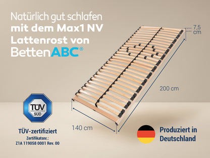 Betten-ABC Max1 NV – fertig montierter Lattenrost mit 28 Leisten und Härtegradverstellung