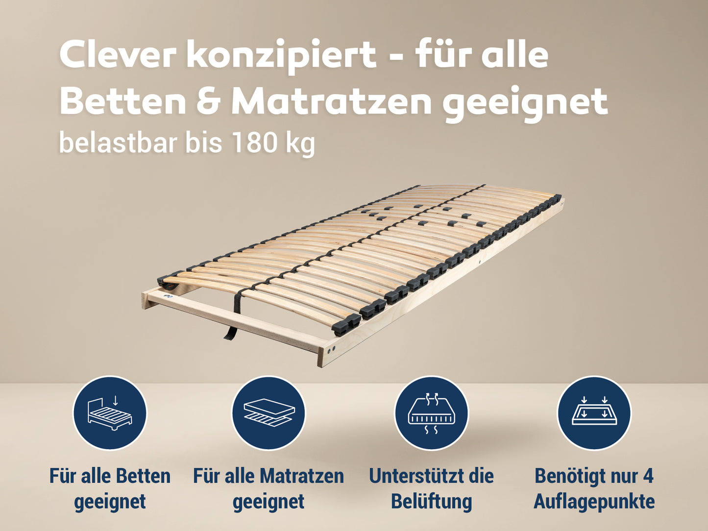 Betten-ABC Max1 NV – fertig montierter Lattenrost mit 28 Leisten und Härtegradverstellung