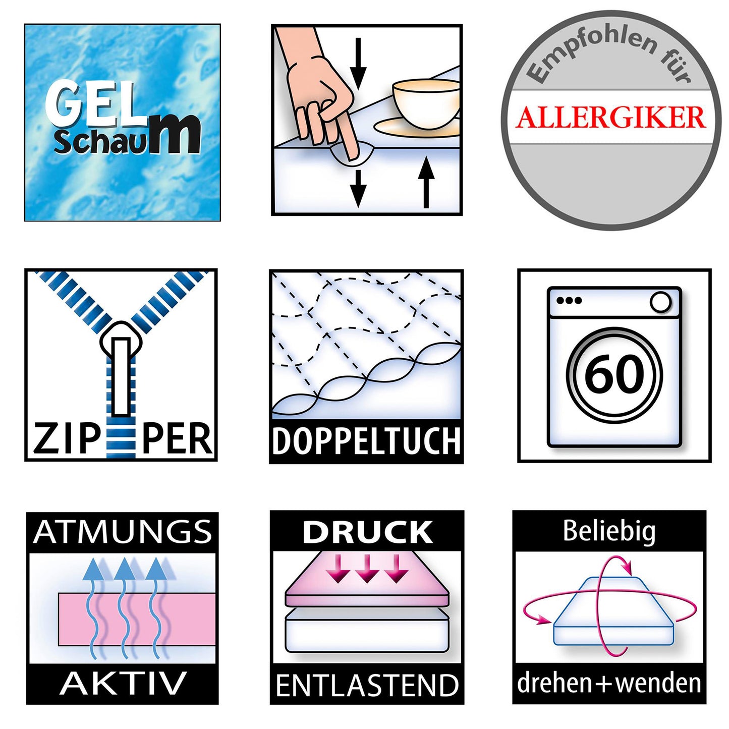 Betten-ABC MaGeTo 2000 – Gelschaumtopper mit 5 cm Gesamthöhe 7 cm, waschbarer Bezug