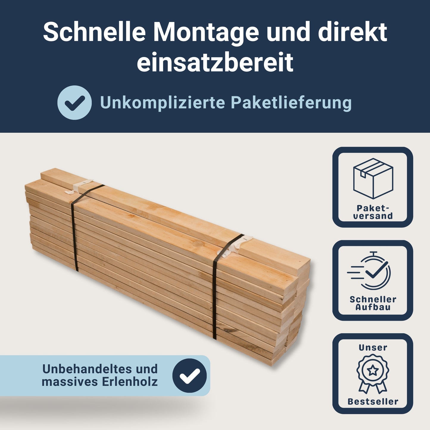 Betten-ABC Premium Rollrost, Stabiles Erlenholz, stabilem Erlenholz, belastbar bis ca. 220 kg