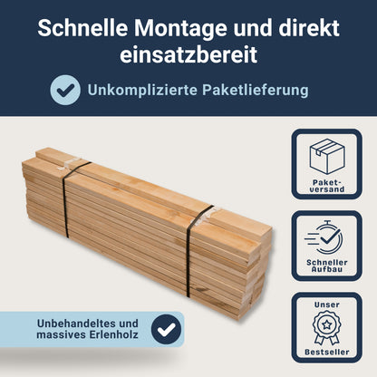 Betten-ABC Premium Rollrost, Stabiles Erlenholz, stabilem Erlenholz, belastbar bis ca. 220 kg