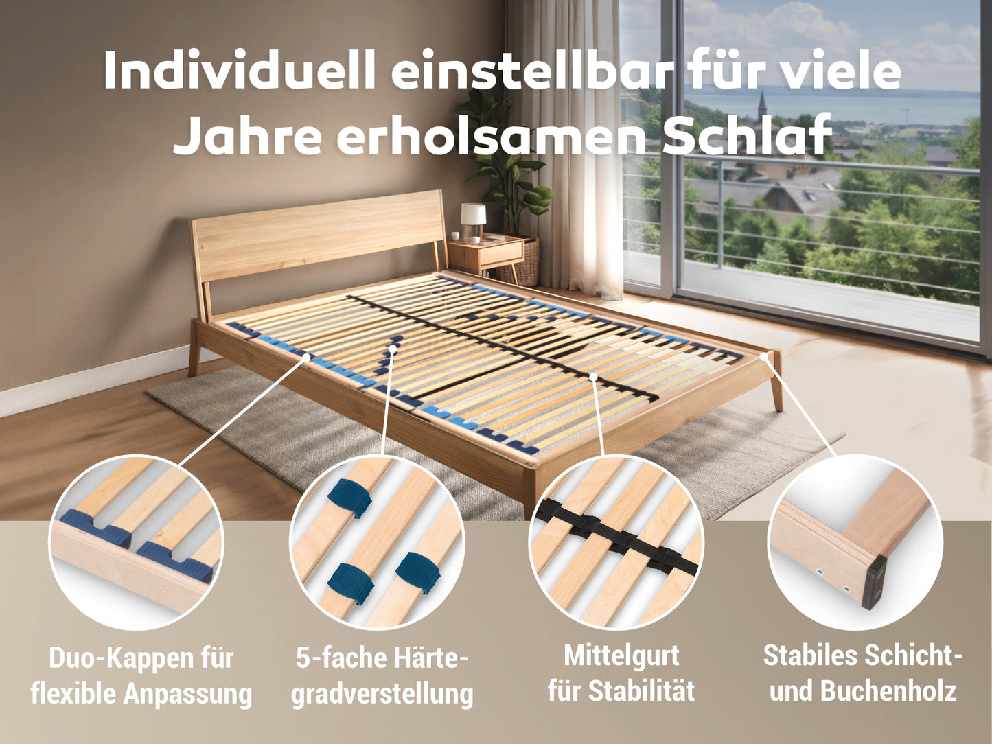 Betten-ABC Max1 Elektro – Elektrischer Lattenrost mit Kopf- & Fußteilverstellung + Funkfernbedienung