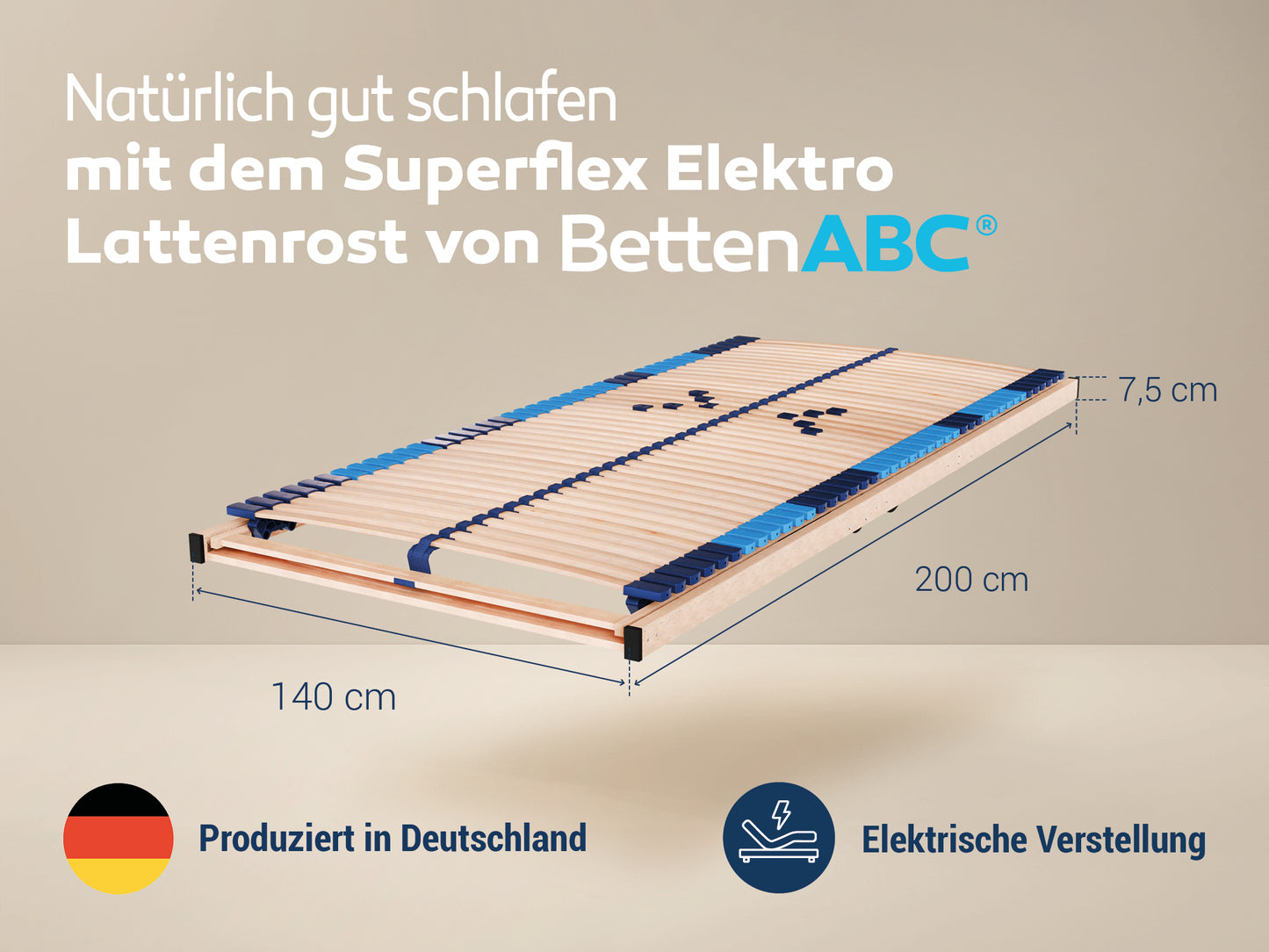 Betten ABC Superflex Elektro – 7-Zonen-Lattenrost mit elektrischer Kopf- und Fußteilverstellung