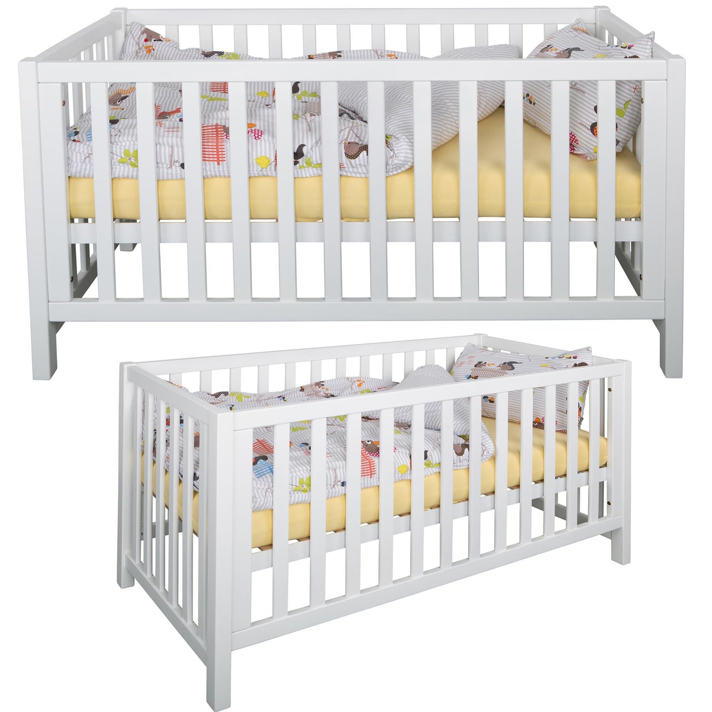 Bubema Nils classic – Babybett aus massiver Buche umwandelbar in Sofa, inkl. Rollrost