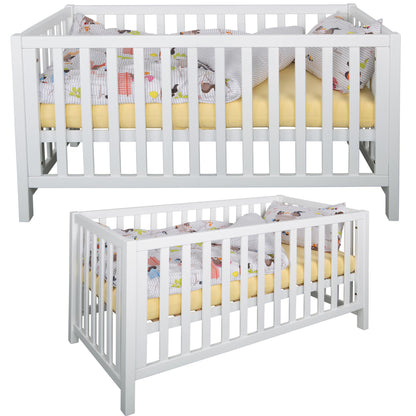 Bubema Nils classic – Babybett aus massiver Buche umwandelbar in Sofa, inkl. Rollrost