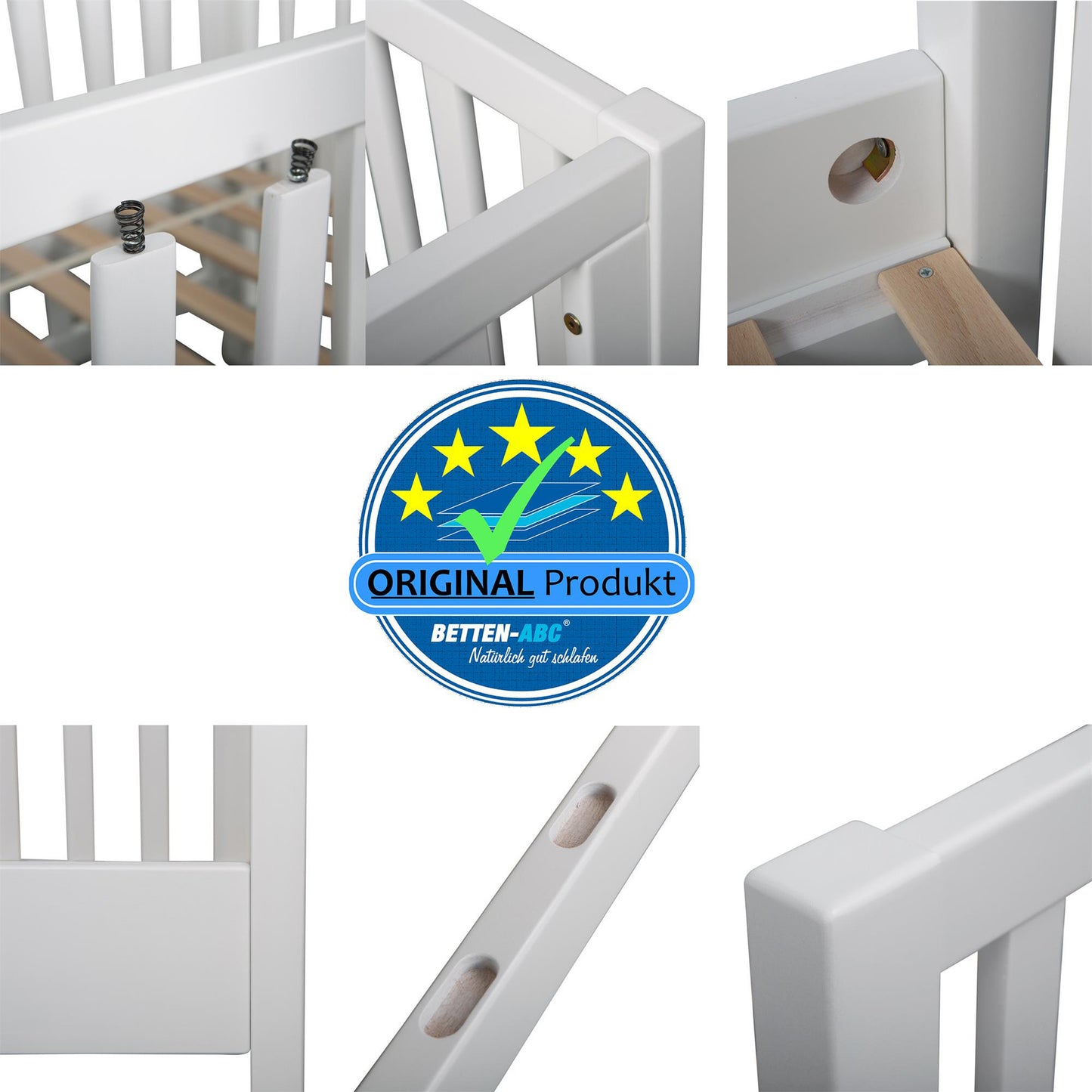Bubema Nils classic – Babybett aus massiver Buche umwandelbar in Sofa, inkl. Rollrost