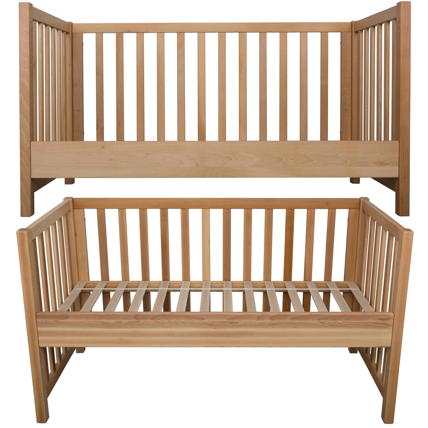Bubema Nils classic – Babybett aus massiver Buche umwandelbar in Sofa, inkl. Rollrost