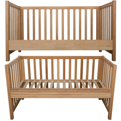 Bubema Nils classic – Babybett aus massiver Buche umwandelbar in Sofa, inkl. Rollrost