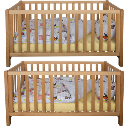 Bubema Nils classic – Babybett aus massiver Buche umwandelbar in Sofa, inkl. Rollrost