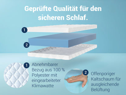 Betten-ABC Bambini – Babymatratze mit waschbarem Bezug und Klimawatte