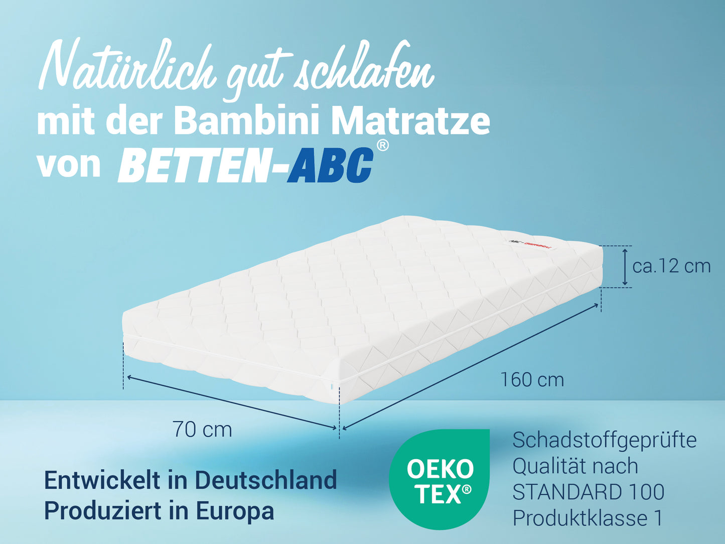 Betten-ABC Bambini – Babymatratze mit waschbarem Bezug und Klimawatte