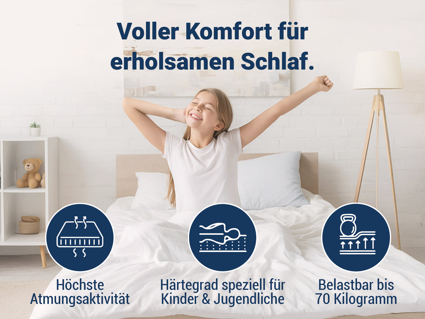 Betten-ABC Kidz – Kinder- und Jugendmatratze mit waschbarem Bezug, Gesamthöhe ca. 14 cm