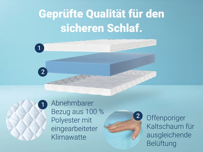Betten-ABC Kidz – Kinder- und Jugendmatratze mit waschbarem Bezug, Gesamthöhe ca. 14 cm