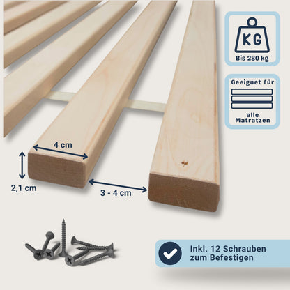 Madera XXL – Rollrost mit 23 extra stabilen Leisten aus massivem Buchenholz, belastbar bis ca. 280 kg