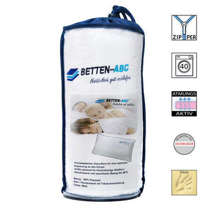 ABC Visco Travel – Reisekissen, 40x80 cm, gerollt, Ergonomisches HWS Nackenstützkissen, waschbar