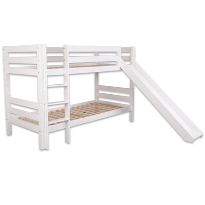 Bubema Malu – Kinder Etagenbett/Hochbett, Buche massiv, mit oder ohne Rutsche, natur oder weiß