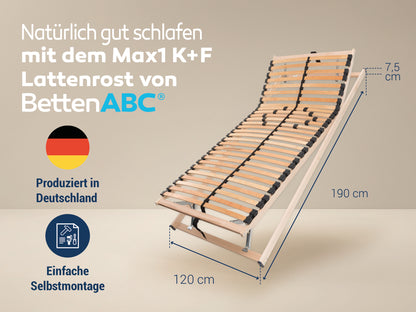 Betten-ABC Max1 K+F – Lattenrost zur Selbstmontage mit Kopf- und Fußteilverstellung, Holm durchgehend