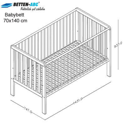 Bubema Nils 2.0 - Babybett aus massiver Buche, zwei Farben, 70x140 cm