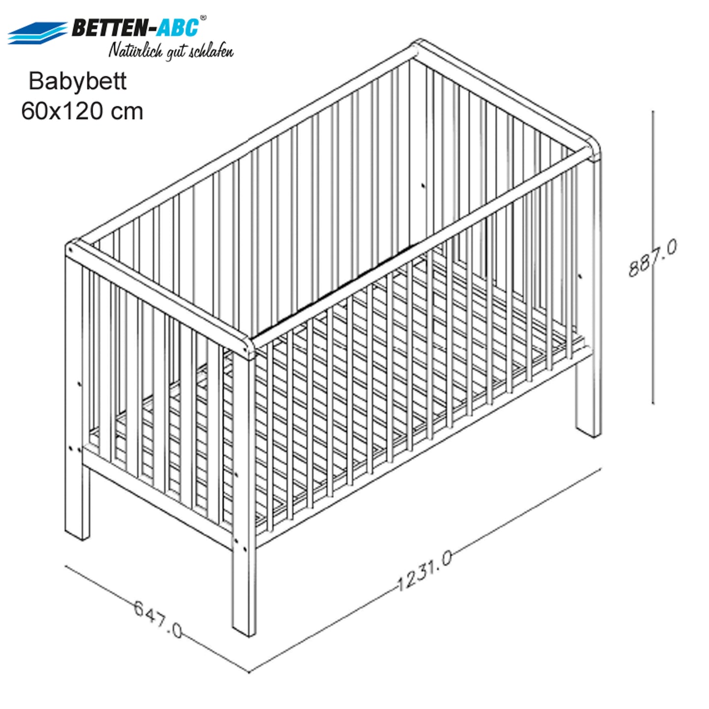 Bubema Nils 2.0 - Babybett aus massiver Buche, zwei Farben, 70x140 cm