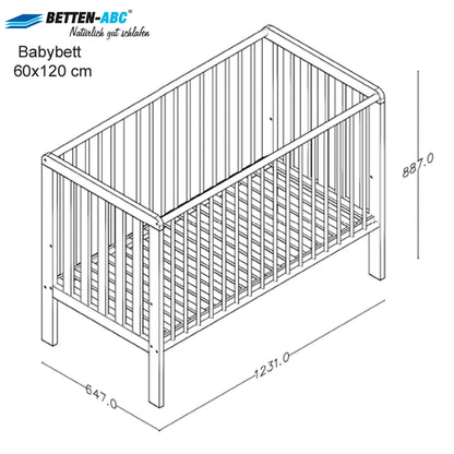 Bubema Nils 2.0 - Babybett aus massiver Buche, zwei Farben, 70x140 cm