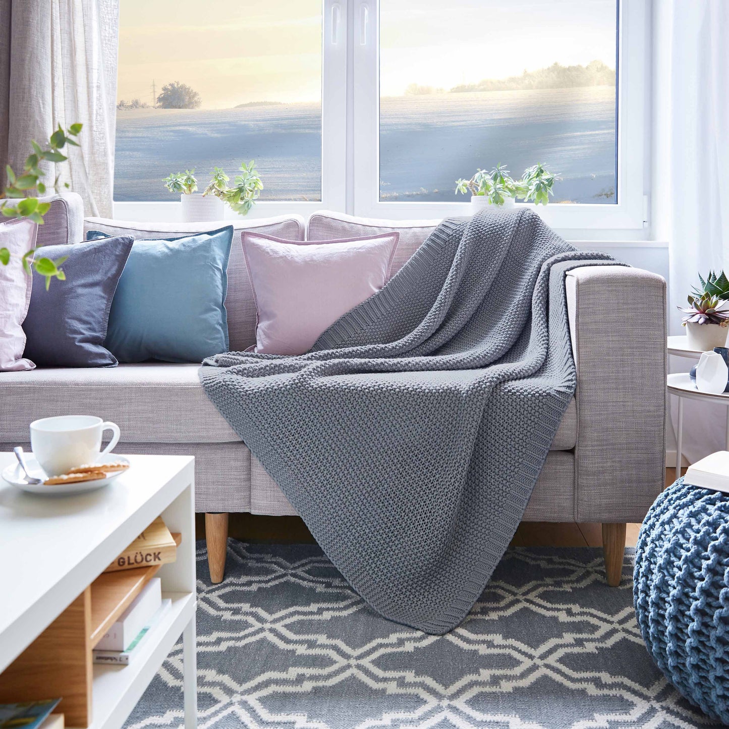 Traumhaft gut schlafen Strickdecke, Kuscheldecke verschiedene Farben, 100% Polyester