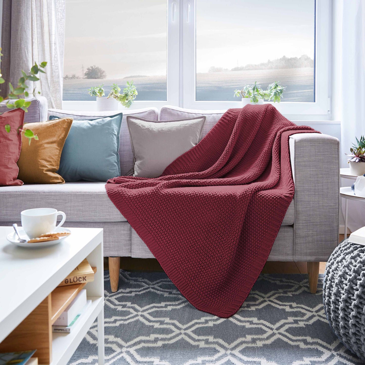 Traumhaft gut schlafen Strickdecke, Kuscheldecke verschiedene Farben, 100% Polyester