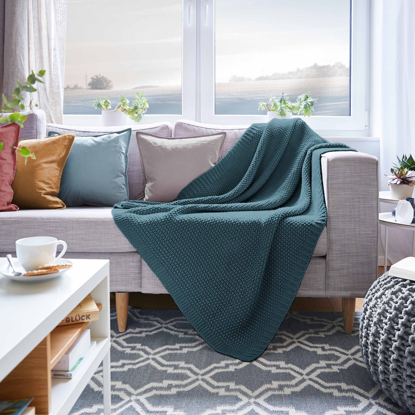 Traumhaft gut schlafen Strickdecke, Kuscheldecke verschiedene Farben, 100% Polyester