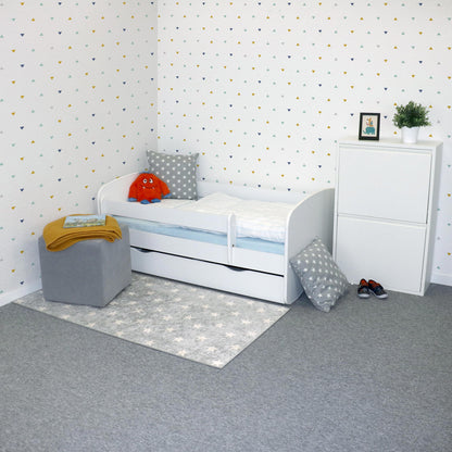 Bubema Belfino – Kinderbett mit Rausfallschutz und Schubkasten, inkl.Lattenrost, verschiedene Größen