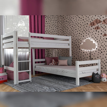 Bubema Loki Kinder Etagenbett / Hochbett, Buche Buche massiv, natur oder weiß lackiert