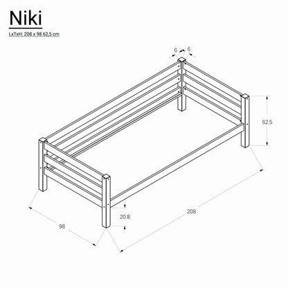 Bubema Niki – Kinder Einzelbett/Sofabett, Buche massiv, natur oder weiß lackiert