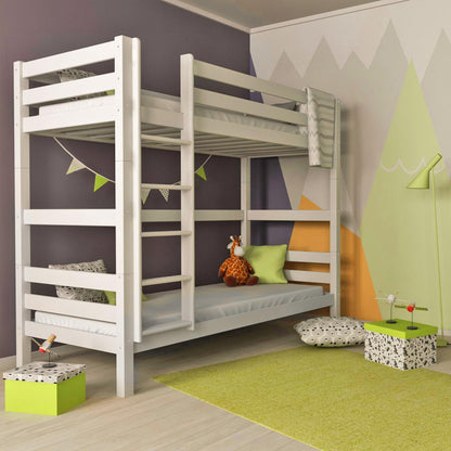 Bubema Jona – Kinder Etagenbett/Hochbett, Buche massiv, natur oder weiß lackiert