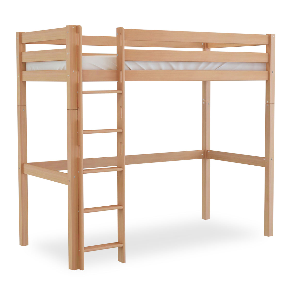 Bubema Mika Hochbett Buche massiv, natur oder weiß lackiert, 90x200 cm