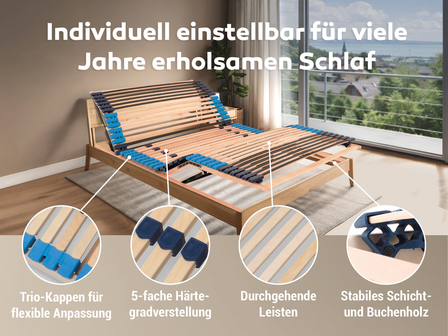 Betten-ABC Move Elektro -7-Zonen-Lattenrost mit Motor, Kopf- und Fußverstellung, Made in Germany