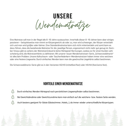 Schwarzwaldmarie Anna – 7-Zonen-Taschenfederkern mit 1000 Federn, Wendefunktion und Viscoauflage