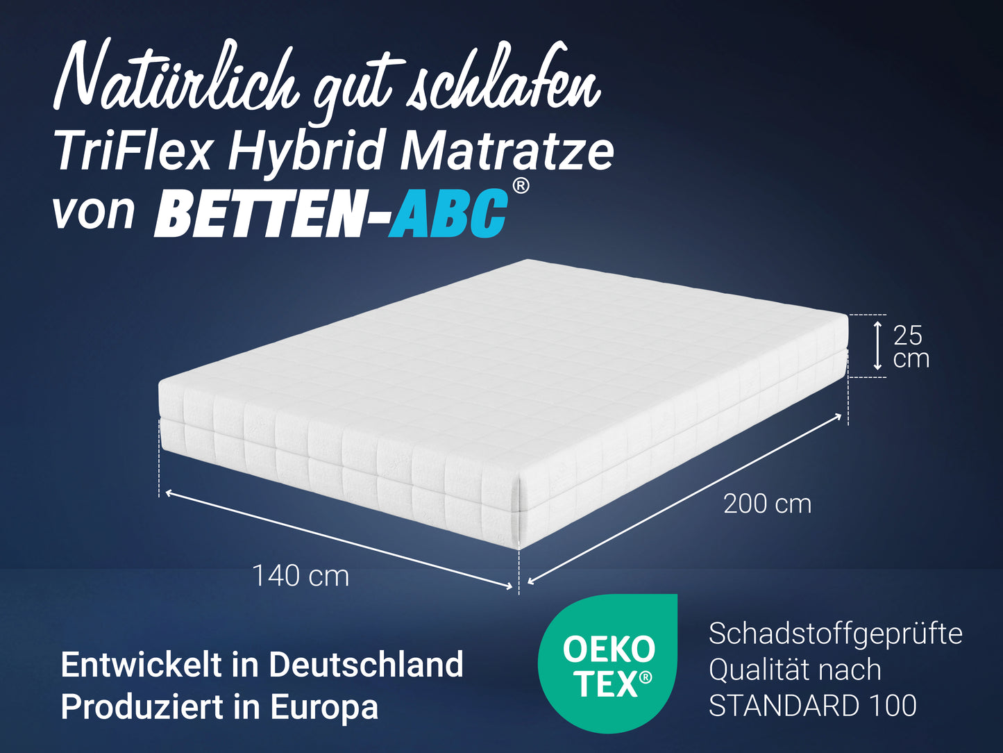 Betten-ABC TriFlex Hybrid - 3-Schicht- Kaltschaummatratze mit Schulterkomfortzone