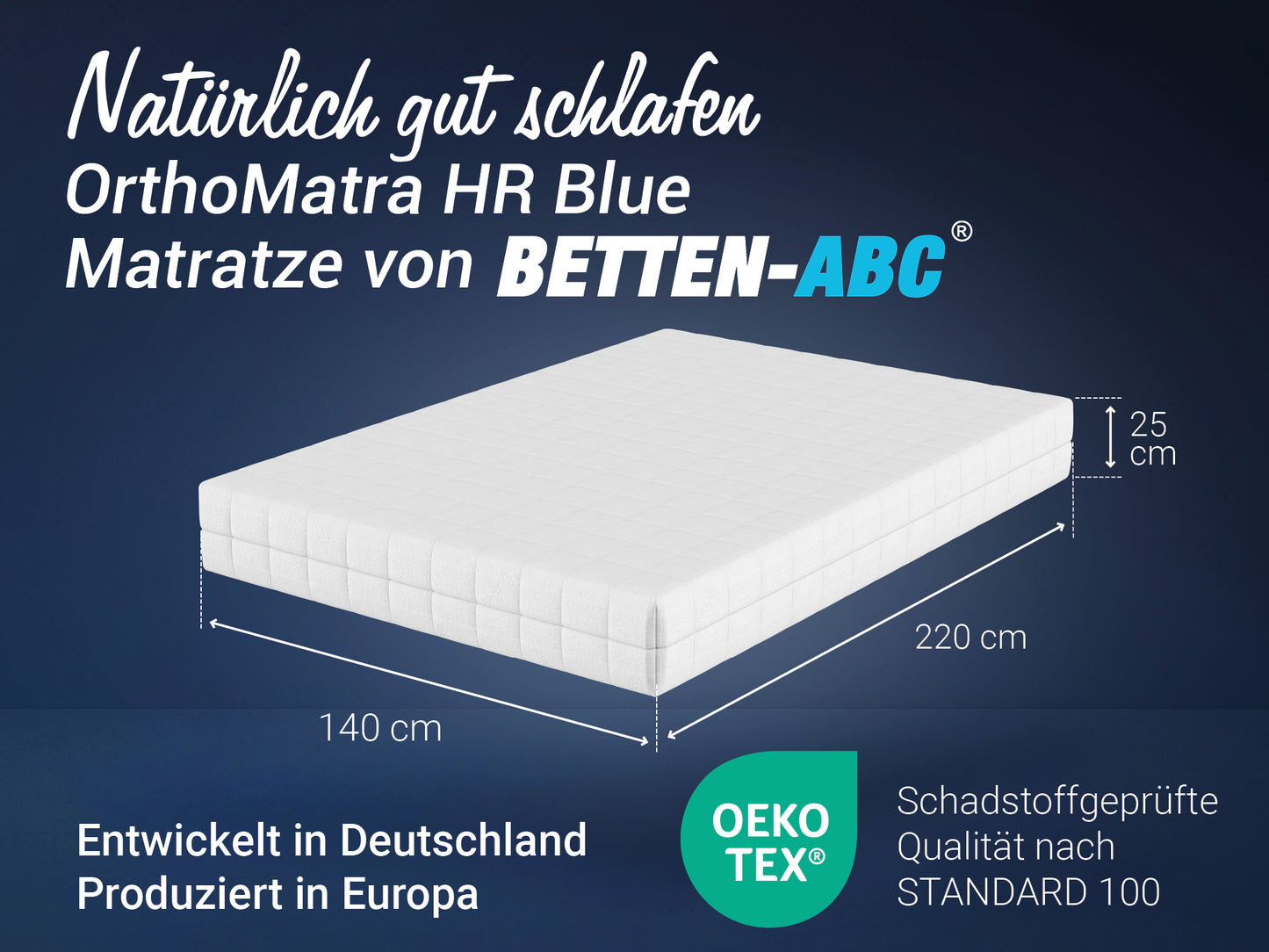 Betten-ABC HR Blue, Kaltschaummatratze mit 7-Zonen Profil aus High-Resilience-Schaum
