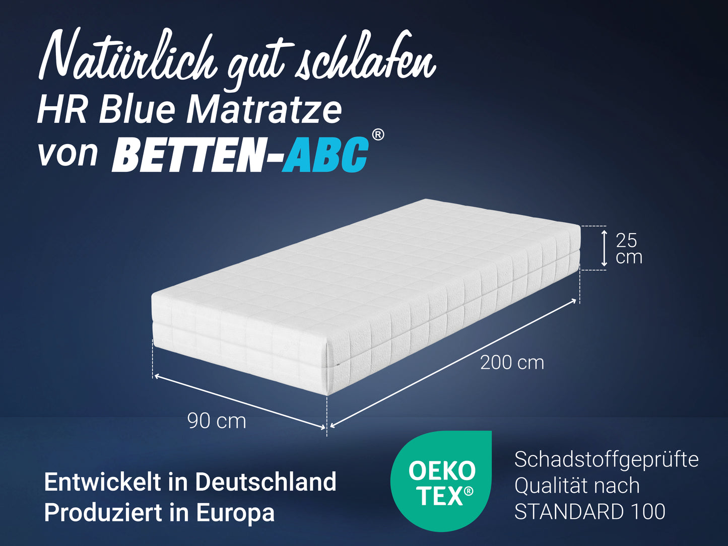Betten-ABC HR Blue, Kaltschaummatratze mit 7-Zonen Profil aus High-Resilience-Schaum