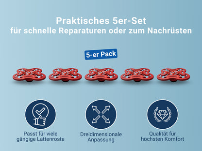 Tellermodule für Tellerlattenrost - im 5er Set, verstellbar in soft oder hart, ideal für Camping