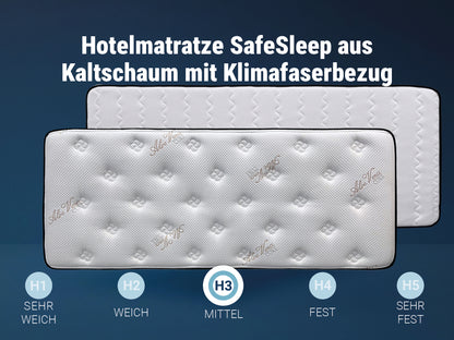 Betten-ABC Hotelmatratze SafeSleep - mittelfeste Kaltschaummatratze mit robustem Klimafaserbezug