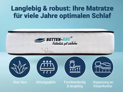 Betten-ABC Hotelmatratze SafeSleep - mittelfeste Kaltschaummatratze mit robustem Klimafaserbezug